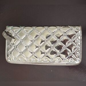 Valentino Garavani Silver Quilted Leather
Rockstud Spike Zip Around Wallet